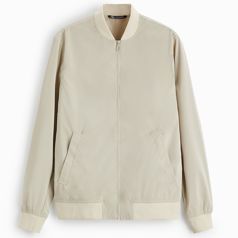 Zara men’s bomber jacket puffer vest SAND sz L NWOT